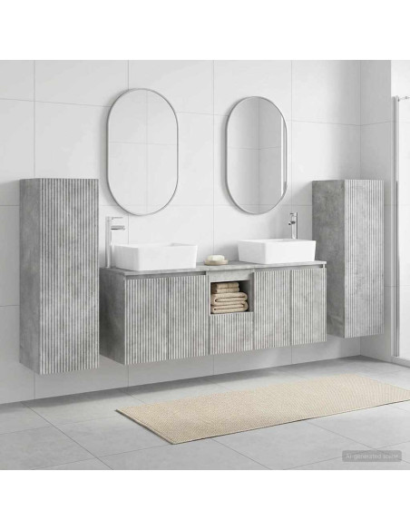 Set di mobili per il bagno 5 pz Grigio Cemento