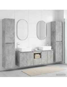 Set di mobili per il bagno 5 pz Grigio Cemento