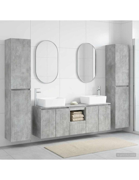 Set di mobili per il bagno 5 pz Grigio Cemento
