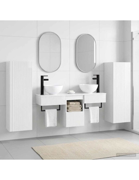 Set di mobili per il bagno 5 pz Bianco Lucido