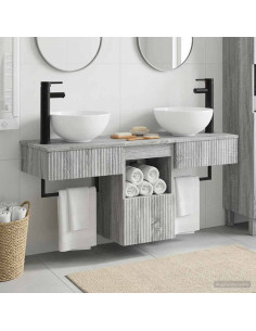 Set di mobili per il bagno 3 pz Sonoma grigio