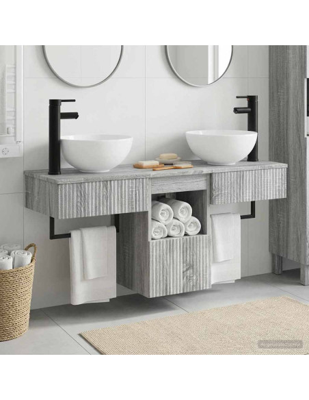 Set di mobili per il bagno 3 pz Sonoma grigio