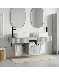 Set di mobili per il bagno 3 pz Sonoma grigio