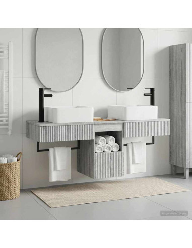 Set di mobili per il bagno 3 pz Sonoma grigio