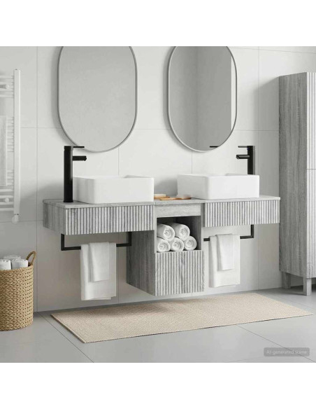 Set di mobili per il bagno 3 pz Sonoma grigio