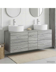 Set di mobili per il bagno 3 pz Sonoma grigio