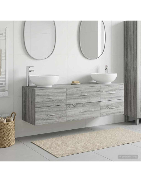 Set di mobili per il bagno 3 pz Sonoma grigio