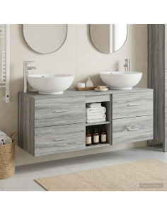 Set di mobili per il bagno 3 pz Sonoma grigio