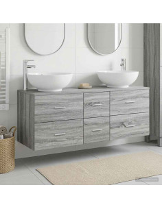 Set di mobili per il bagno 3 pz Sonoma grigio