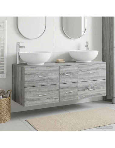 Set di mobili per il bagno 3 pz Sonoma grigio