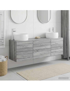 Set di mobili per il bagno 3 pz Sonoma grigio