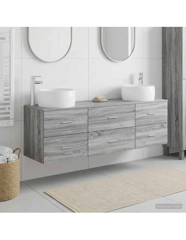 Set di mobili per il bagno 3 pz Sonoma grigio