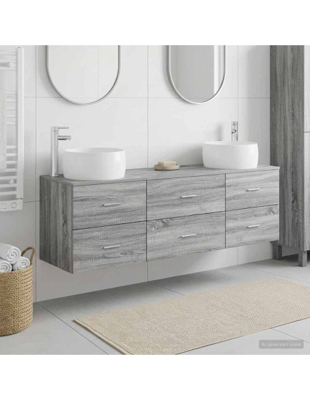 Set di mobili per il bagno 3 pz Sonoma grigio