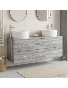 Set di mobili per il bagno 3 pz Sonoma grigio