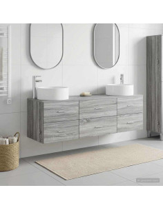 Set di mobili per il bagno 3 pz Sonoma grigio