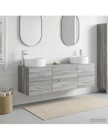 Set di mobili per il bagno 3 pz Sonoma grigio