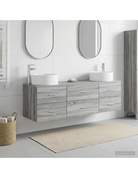 Set di mobili per il bagno 3 pz Sonoma grigio