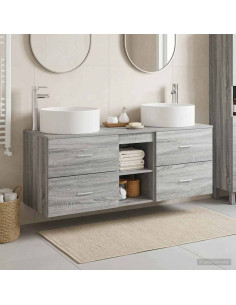 Set di mobili per il bagno 3 pz Sonoma grigio