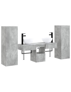 Set di mobili per il bagno 5 pz Grigio Cemento 2