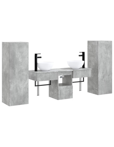 Set di mobili per il bagno 5 pz Grigio Cemento