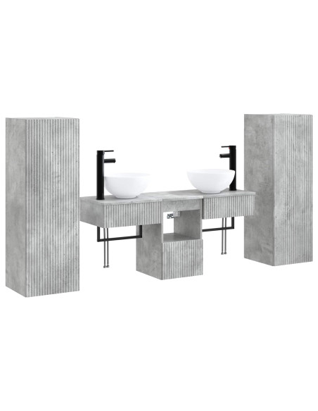 Set di mobili per il bagno 5 pz Grigio Cemento