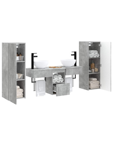 Set di mobili per il bagno 5 pz Grigio Cemento