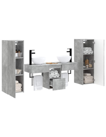 Set di mobili per il bagno 5 pz Grigio Cemento