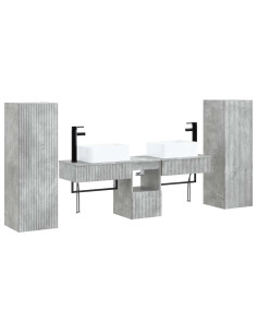 Set di mobili per il bagno 5 pz Grigio Cemento 2