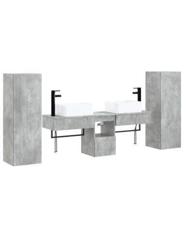 Set di mobili per il bagno 5 pz Grigio Cemento