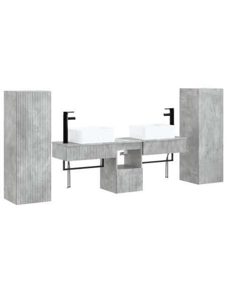 Set di mobili per il bagno 5 pz Grigio Cemento