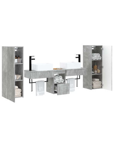 Set di mobili per il bagno 5 pz Grigio Cemento