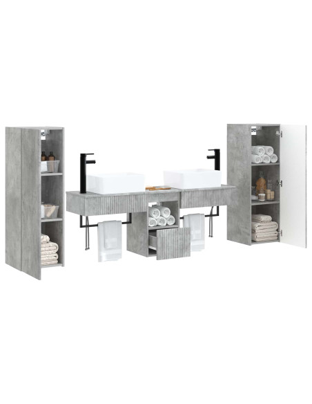 Set di mobili per il bagno 5 pz Grigio Cemento