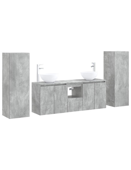 Set di mobili per il bagno 5 pz Grigio Cemento