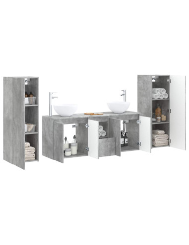 Set di mobili per il bagno 5 pz Grigio Cemento