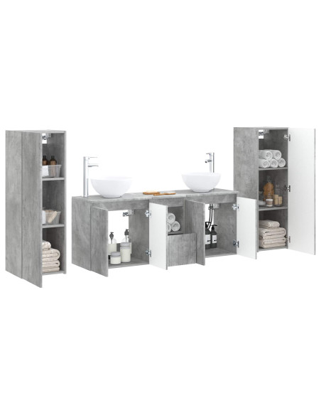 Set di mobili per il bagno 5 pz Grigio Cemento