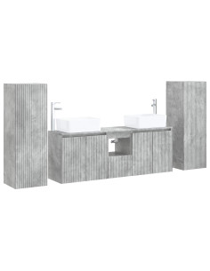 Set di mobili per il bagno 5 pz Grigio Cemento 2
