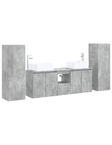 Set di mobili per il bagno 5 pz Grigio Cemento