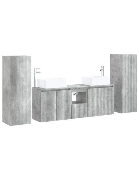 Set di mobili per il bagno 5 pz Grigio Cemento