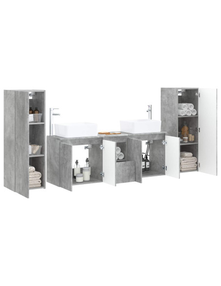 Set di mobili per il bagno 5 pz Grigio Cemento