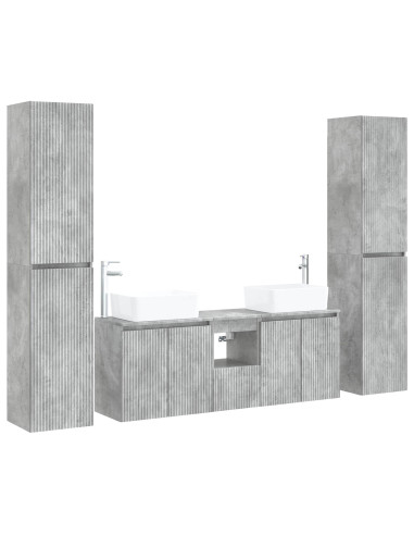 Set di mobili per il bagno 5 pz Grigio Cemento