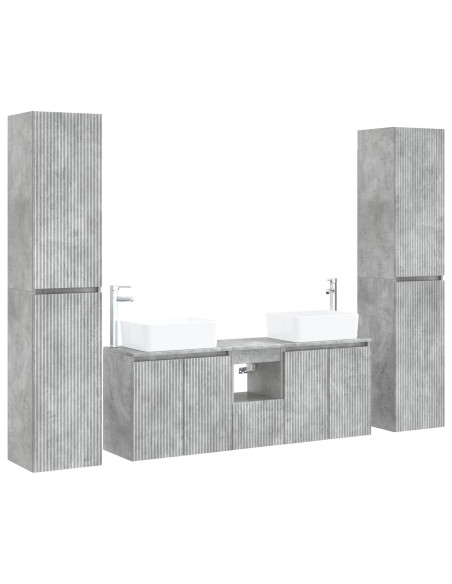 Set di mobili per il bagno 5 pz Grigio Cemento