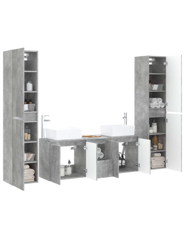 Set di mobili per il bagno 5 pz Grigio Cemento
