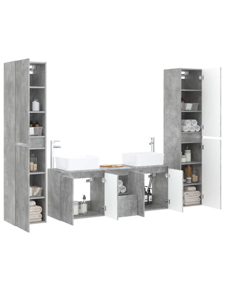 Set di mobili per il bagno 5 pz Grigio Cemento