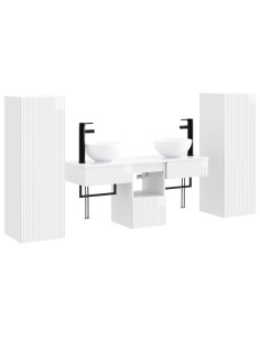 Set di mobili per il bagno 5 pz Bianco Lucido 2