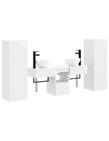Set di mobili per il bagno 5 pz Bianco Lucido