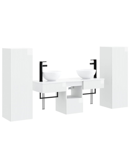 Set di mobili per il bagno 5 pz Bianco Lucido