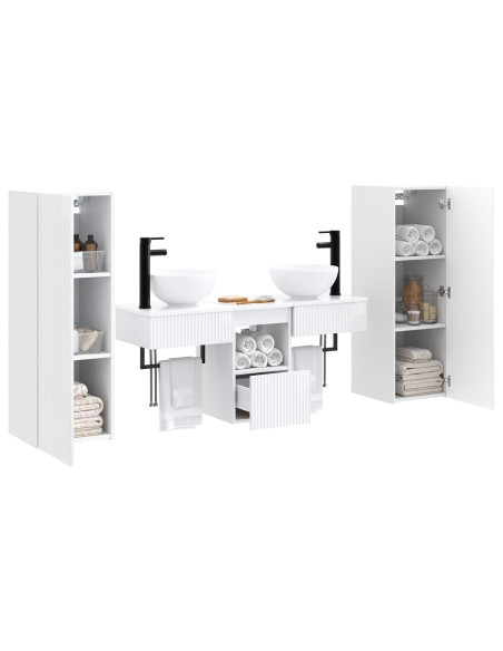Set di mobili per il bagno 5 pz Bianco Lucido