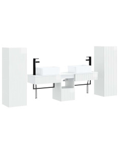 Set di mobili per il bagno 5 pz Bianco Lucido 2