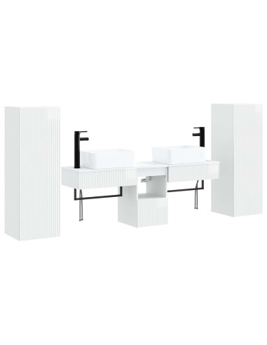 Set di mobili per il bagno 5 pz Bianco Lucido