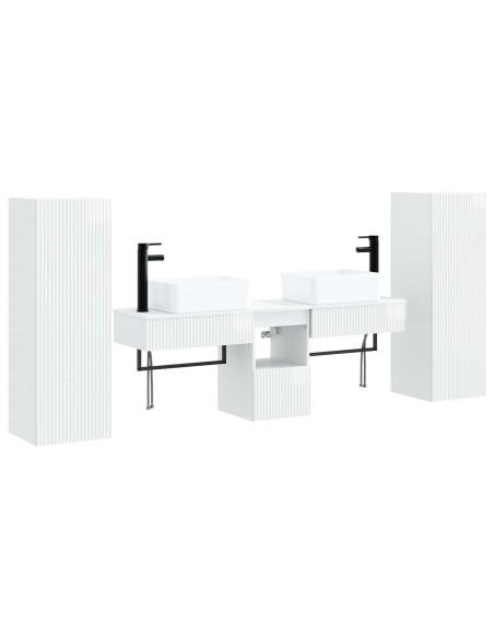Set di mobili per il bagno 5 pz Bianco Lucido
